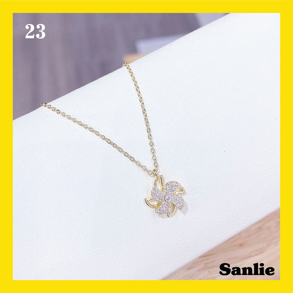 Sanlie Kalung Titanium Wanita Korea  Kalung Liontin Fashion Murah Model Baling 23