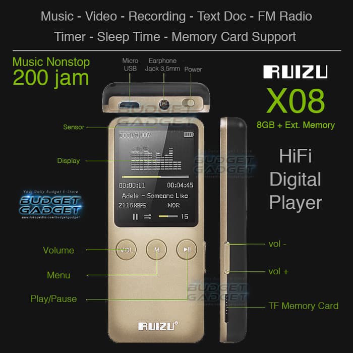 Music Player - Mp3 Player - Media Player Ruizu X08 Hifi Dap Mp3 Player 8Gb Produk Terbaik