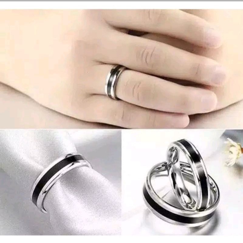 Cincin Titanium Silver Pria Wanita Anti Karat/Terlaris