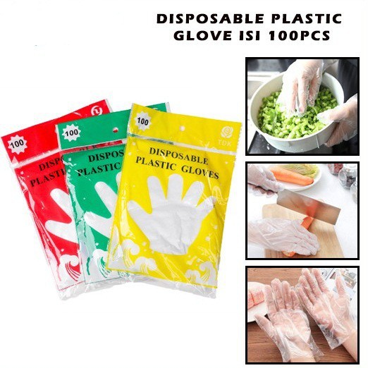 Sarung Tangan Plastik Isi 100Pcs Disposable Plastic Glove Sekali Pakai COD Disposable Glove Murah