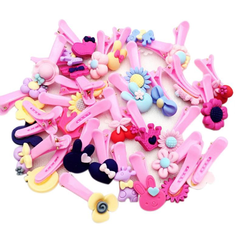 Glitter Child Baby Girls Polished Plastic Hair Clip Cute Cartoon Animal Floral Elastic Rubber Band Ponytail Holder Party Hairpin Barrette Random Style