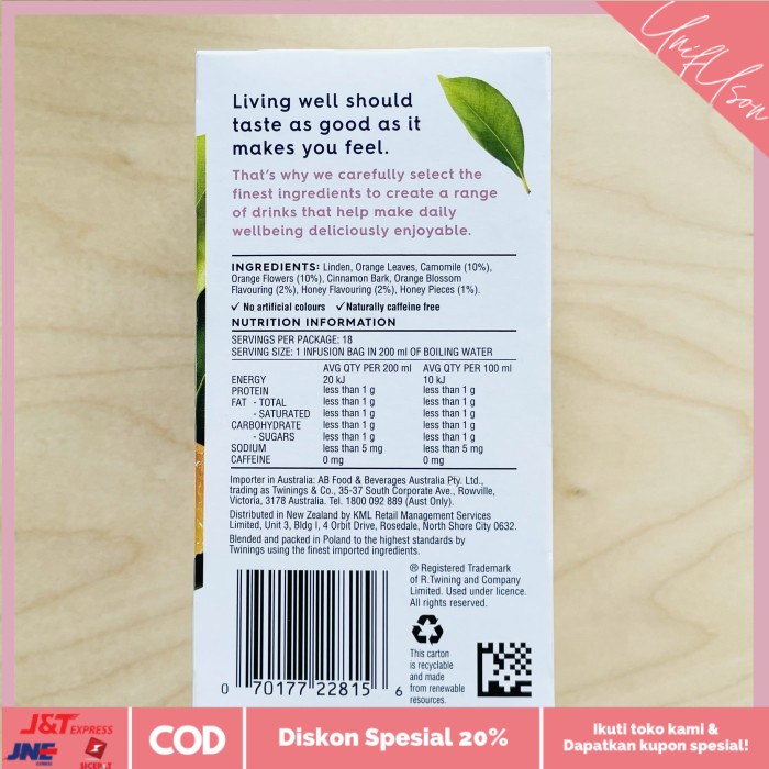 

⭐COD⭐ Twinings Live Well Hot Brew Sleep Well 18 Tea Bags