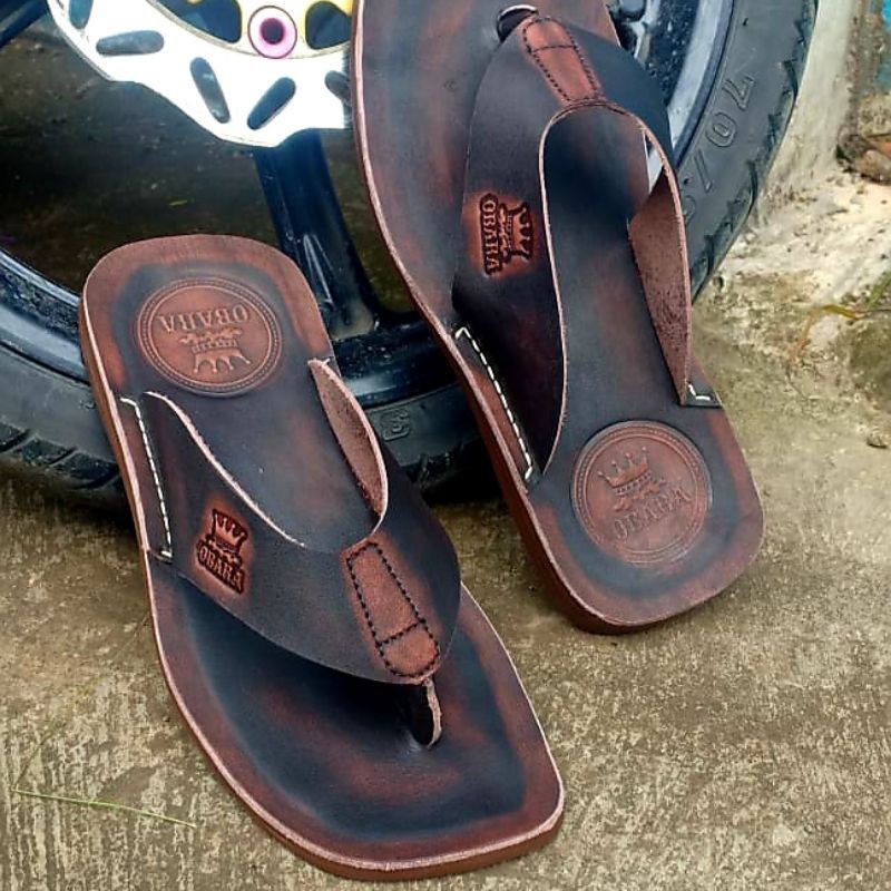 Sandal Pria Kulit Original  Model Branded Cacual Murah Berkualitas Terbaru Asli Sapi Slop Distro100%