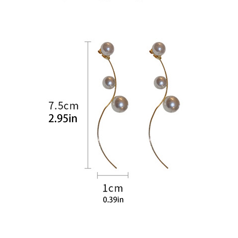 Fancyqube Fancycube Anting Panjang Bentuk Geometris Aksen Mutiara Bahan Metal Gaya Retro Perancis