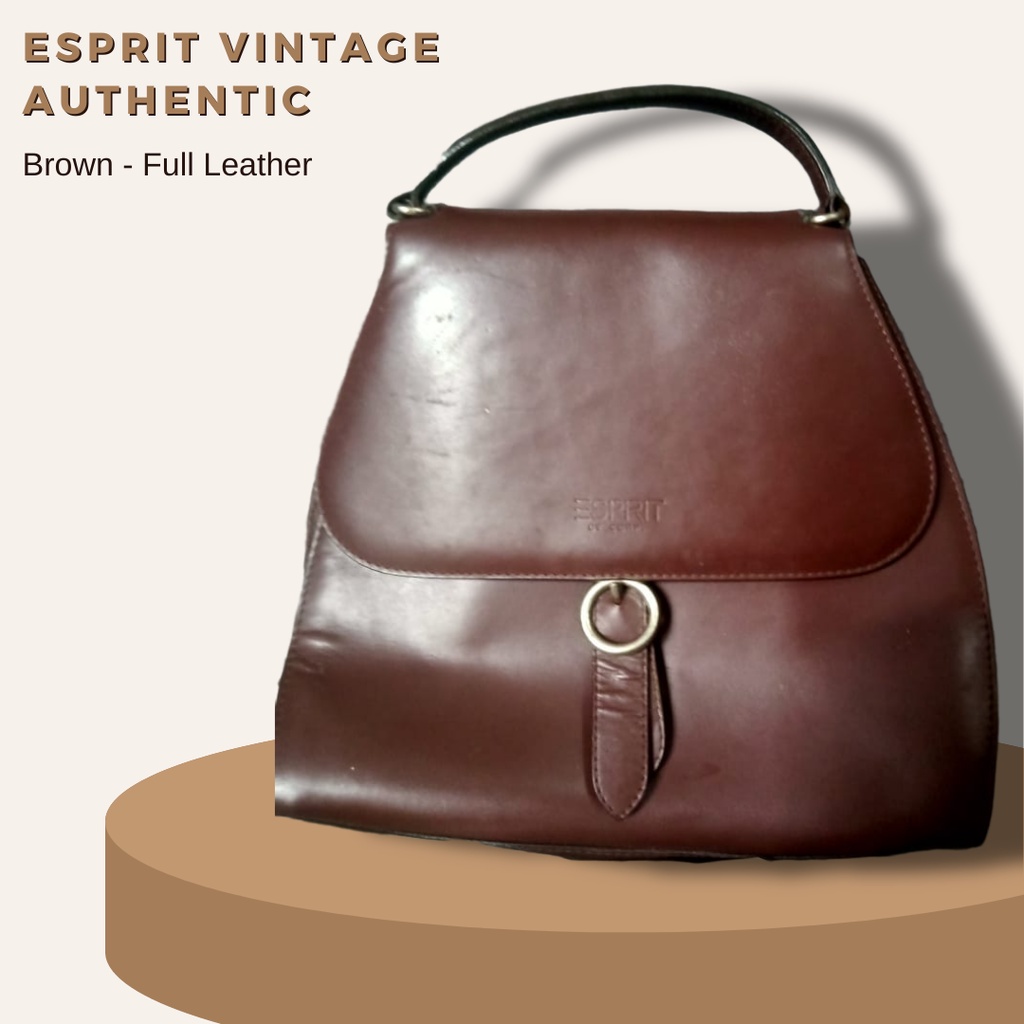 TAS COKLAT ESPRIT VINTAGE AUTHENTIC/ORIGINAL FULL LEATHER PRELOVED