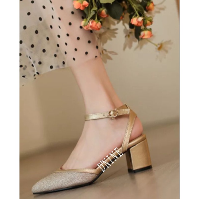 Sepatu Wanita Sepatu Hak mules gliter RY 03