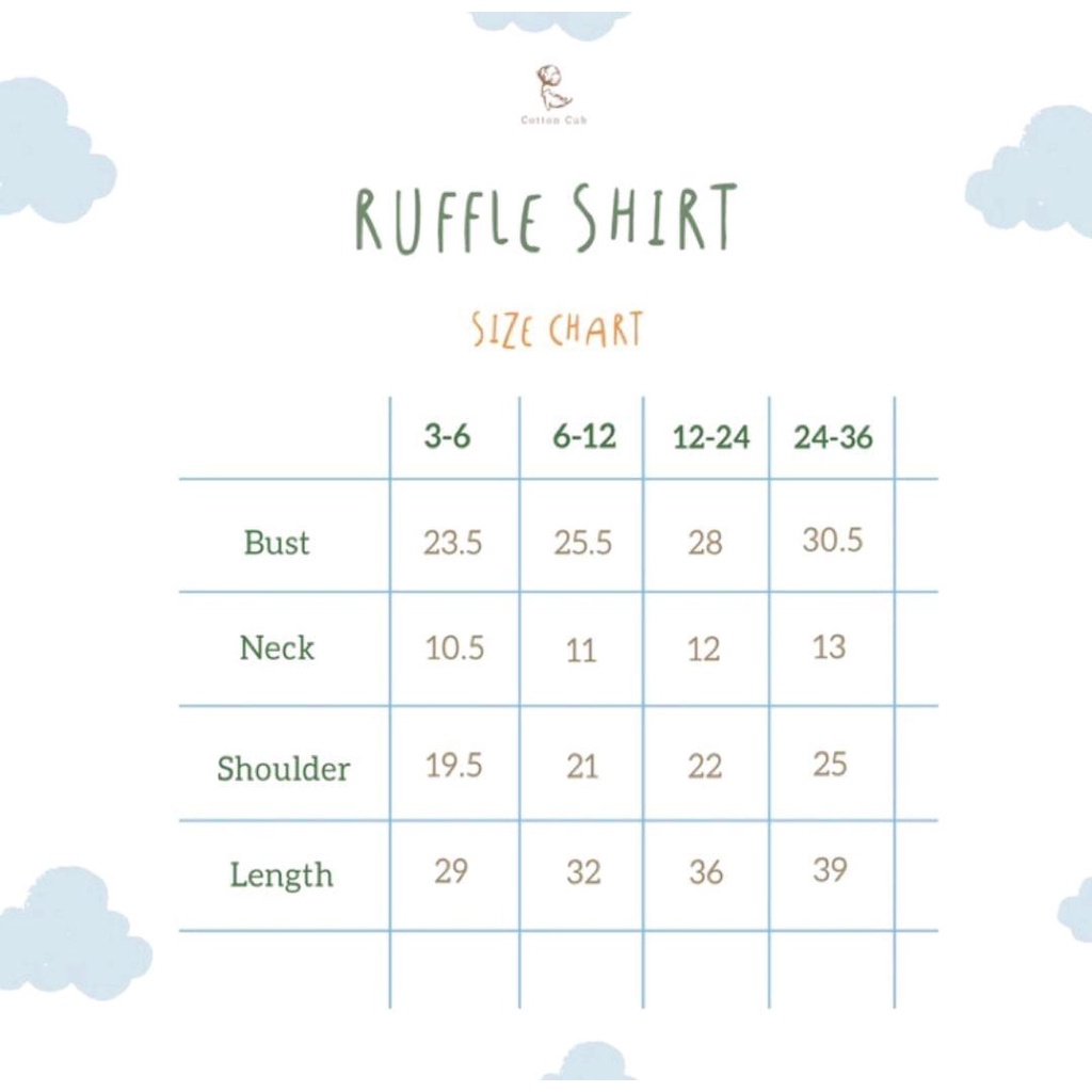 COTTON CUB RUFFLE SHIRT / BAJU BAYI / BAJU ANAK / BAJU