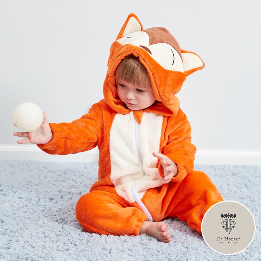 Size 80 ( 6-12 Bulan ) GROSIR MURAH De Monroe Baju Bayi dan Anak Baju Tidur Kostum Bayi Binatang Jumper Animal Romper Onesie Cewek Cowok Singa dll