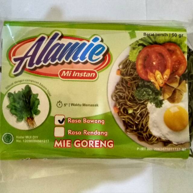 

Mie Goreng Bawang Bayam Hijau Alamie Non MSG