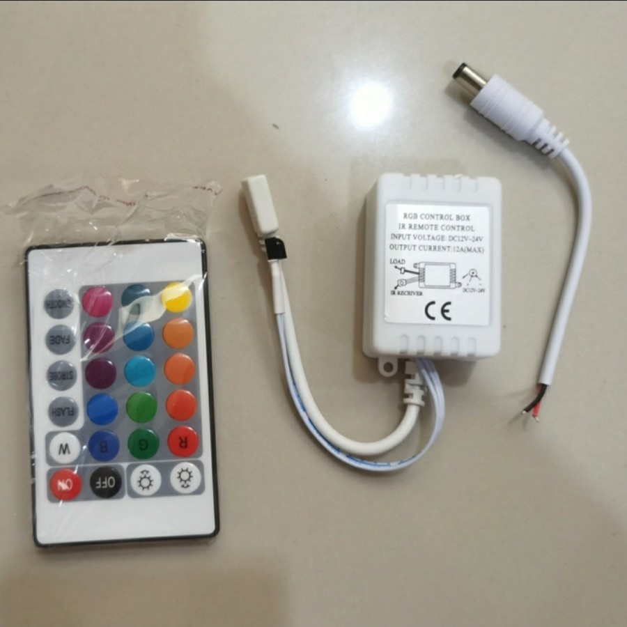 Remote + Controller RGB 12V/24v untuk Flexible 5050 atau 2835 RGB 4 kabel