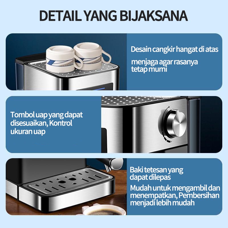 【Produk asli】mesin kopi multifungsi profesional/ mesin gelempung uap/2in1 seba guna/ handtouch kristal hitam