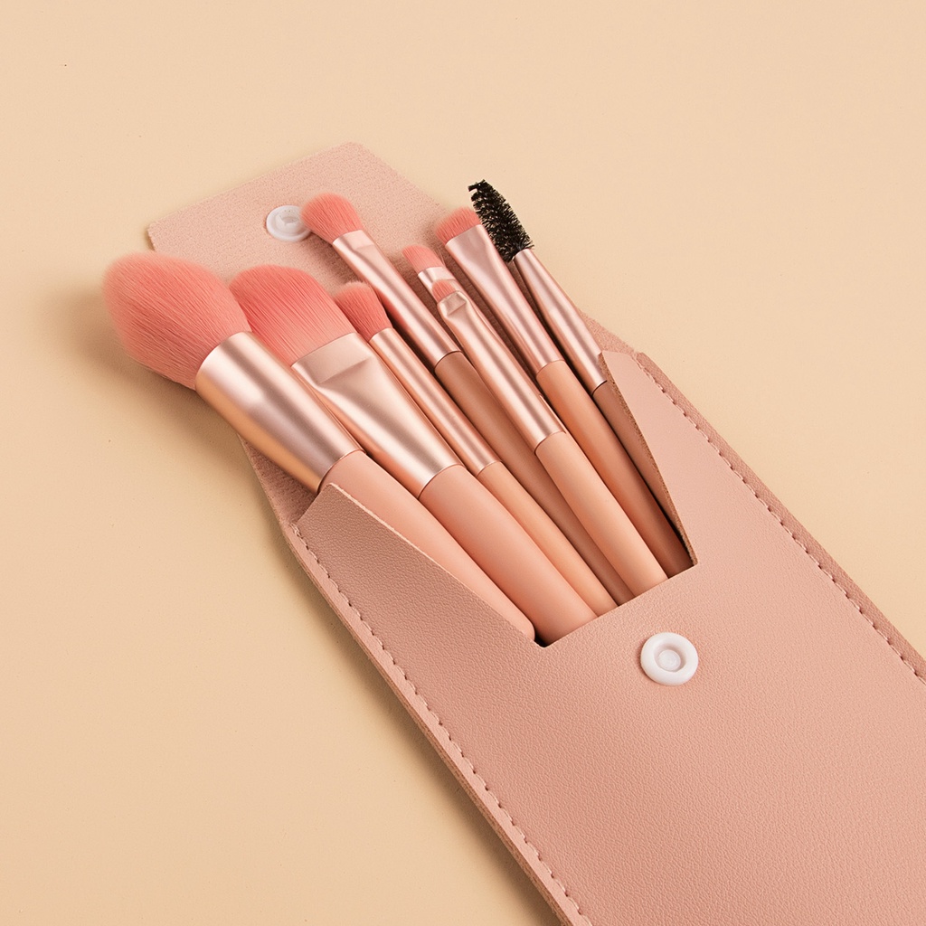 (Pouch) Kuas set make up 8pcs mini travel make up brush