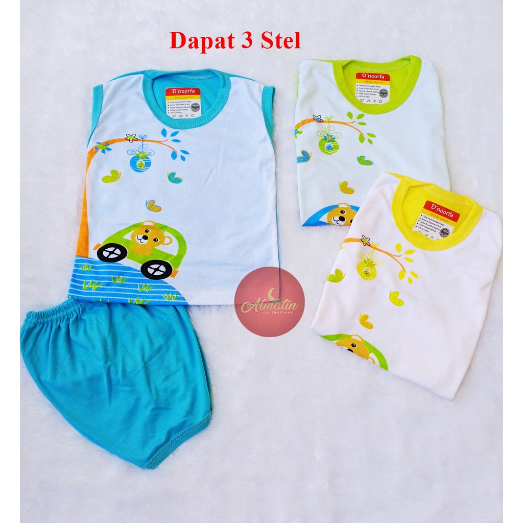 SETELAN SINGLET ANAK TANPA LENGAN / 3 STEL BAJU KUTUNG BAYI SNI