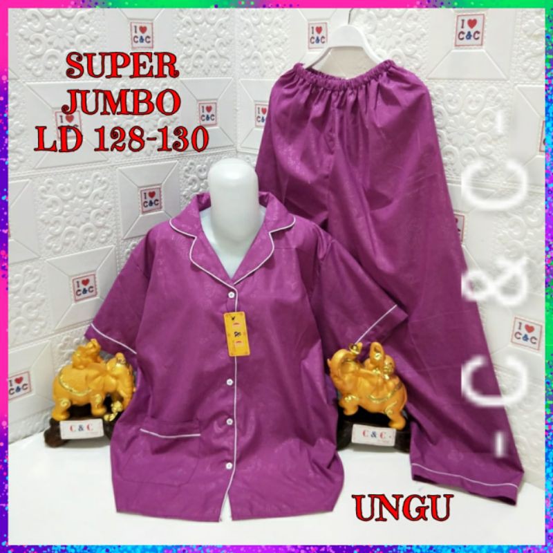 CNC - BAJU TIDUR WANITA SUPER JUMBO CP 5XL/LD 130/HEMBOS-Ungu muda