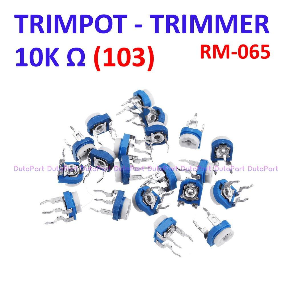 10K Ohm 103 Trimpot Trimmer RM-065 RM065 VR Variable Resistor Putih Biru Potensiometer