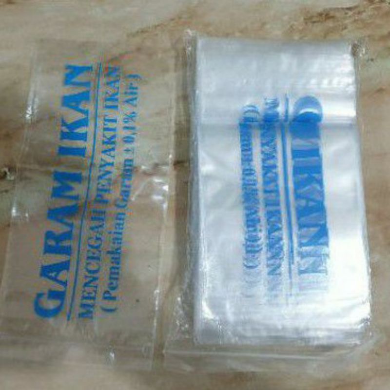 plastik garam ikan klip kemasan 500gram perpak50pis