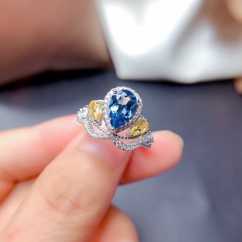 Fancyqube Cincin Sterling Silver 925 Desain Mahkota Hias Kristal Kubik Zircon Mewah Berkilau Untuk Wanita