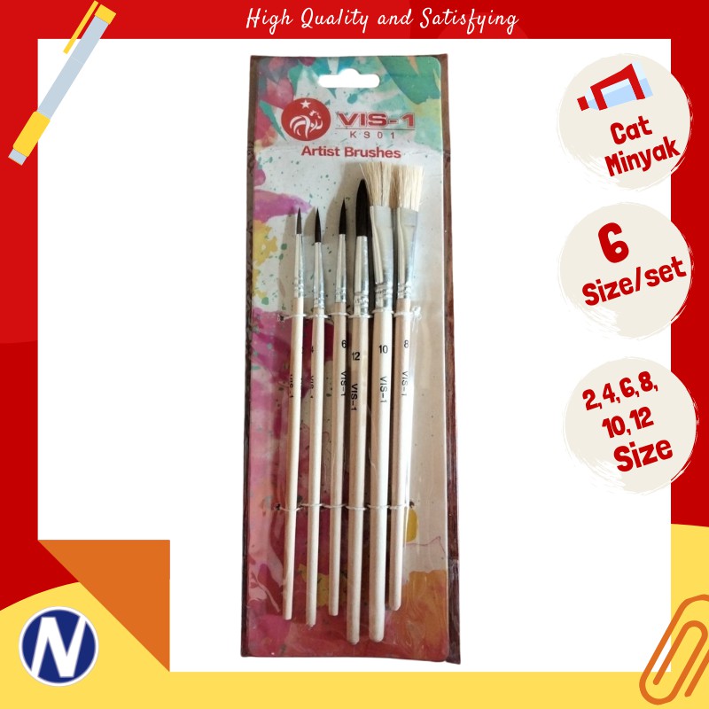 

KUAS LUKIS SET VIS-1 ISI 6 PAKET KUAS LENGKAP Murmerr!!!