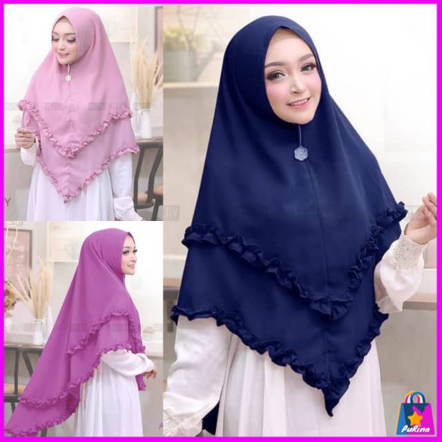 Hijab Khimar Syari 2 Layer Non Pad Haniva Pinguin G275
