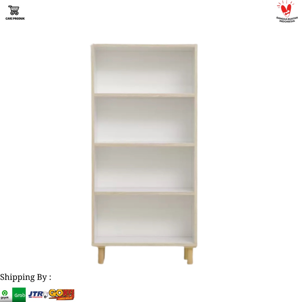 Rak Buku Minimalis Putih 4 Susun - Rak Buku Serabaguna Minimalis Putih