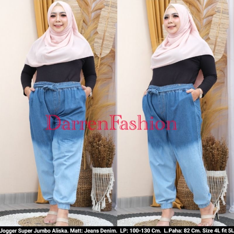 Celana Panjang Jogger Super Jumbo Aliska . Celana Panjang Jogger Jeans Denim Super Jumbo