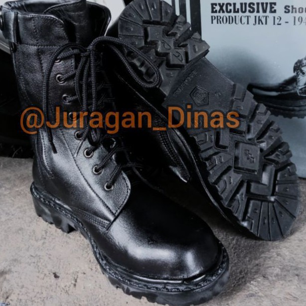 SEPATU PDL TNI POLRI AR EXCLUSIVE KULIT ASLI HITAM DOP UJUNG BESI SAFETY DOBEL SLETING SECURITY ABRI