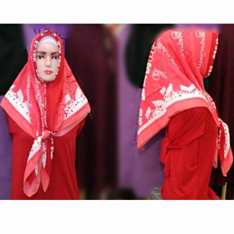 HIJAB SEGI EMPAT SAYANG LC AZARA, MERAH PUTIH PREMIUM