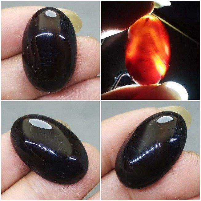 Akik Batu Asli Yaman Wulung Hitam tembus Merah