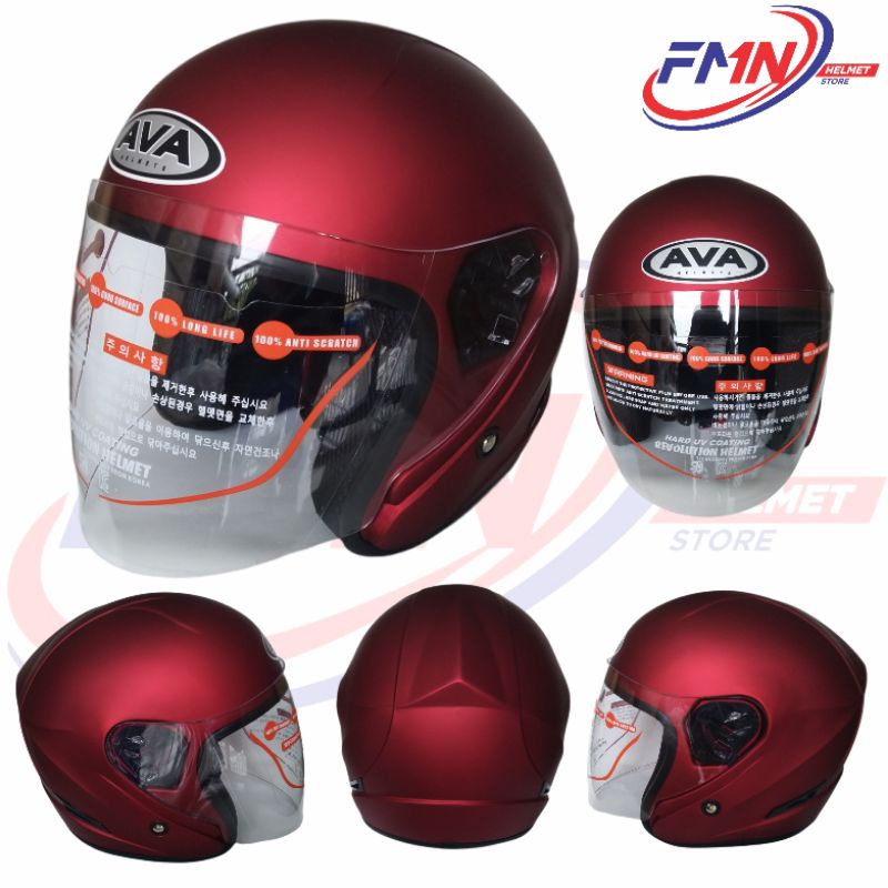 Helm Half Face AVA/BGD Tipe X2 Warna Red Doff