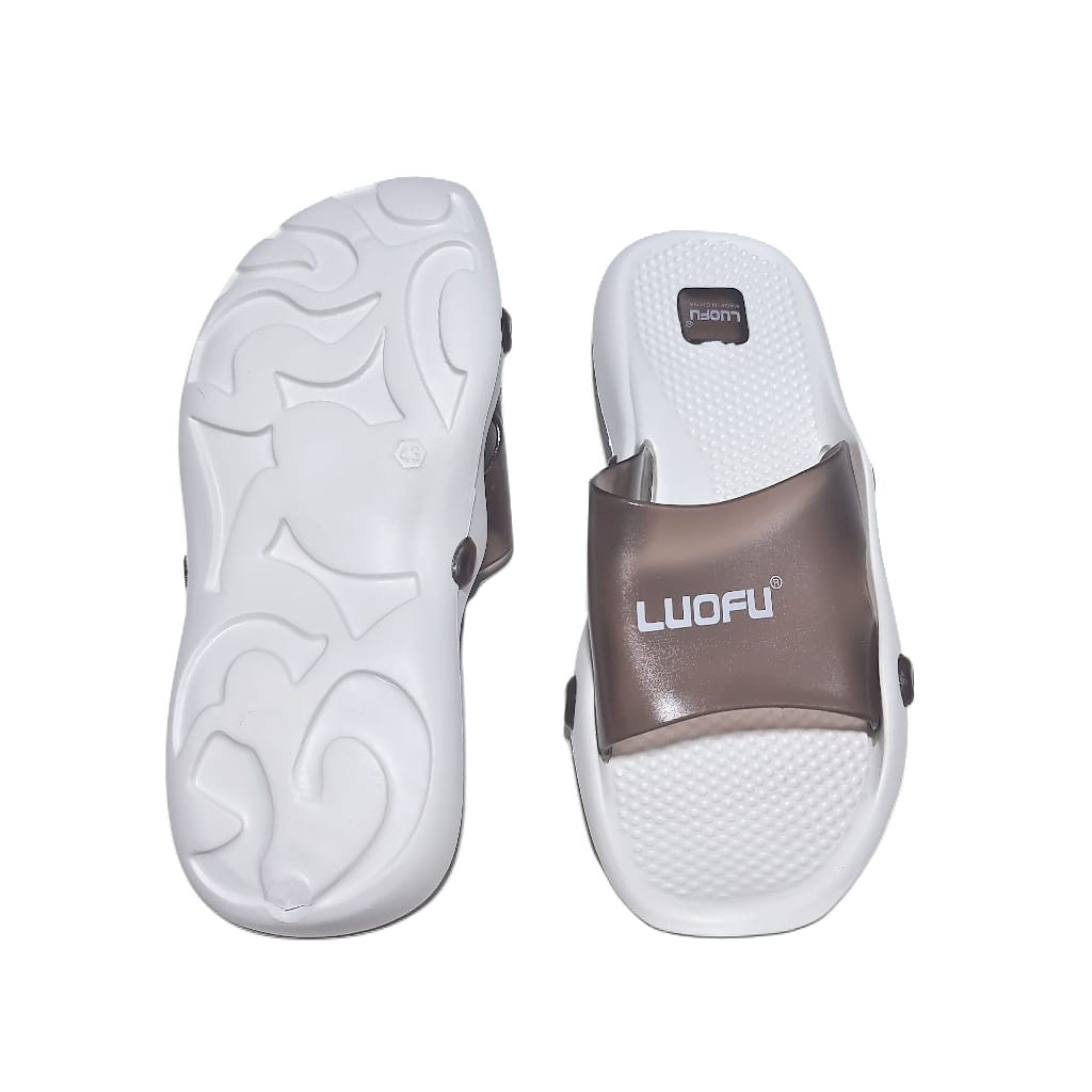 LUOFU ORIGINAL Sandal karet murah empuk pria sendal cowok import selop 2088putih