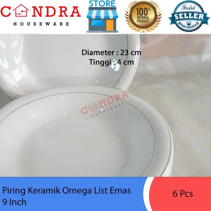 Piring Inch Keramik Emas 9 6 Pcs Omega List Venskistore