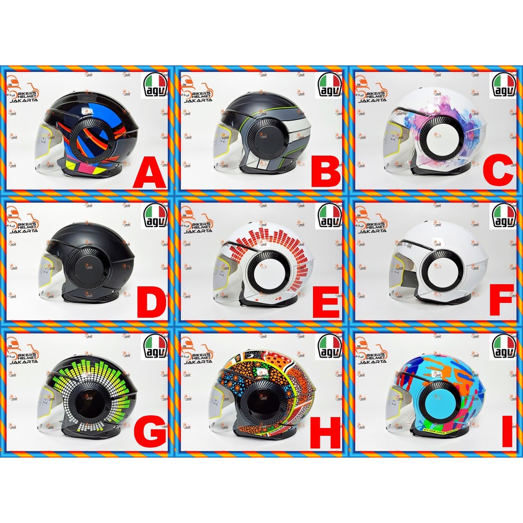 Jual AGV ORBYT HELM DD RING DOUBLE VISOR HALF FACE BIKERS HELMET