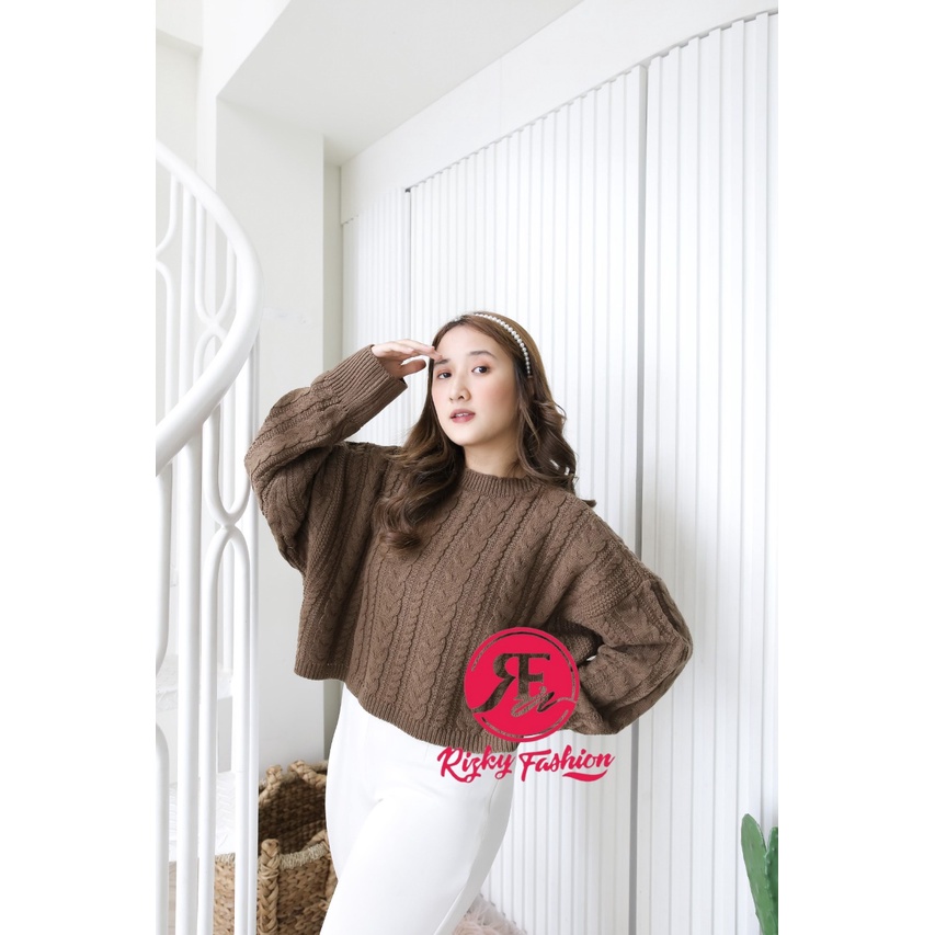 Elior crop cable sweater / sweater crop rajut / lbs sweater crop