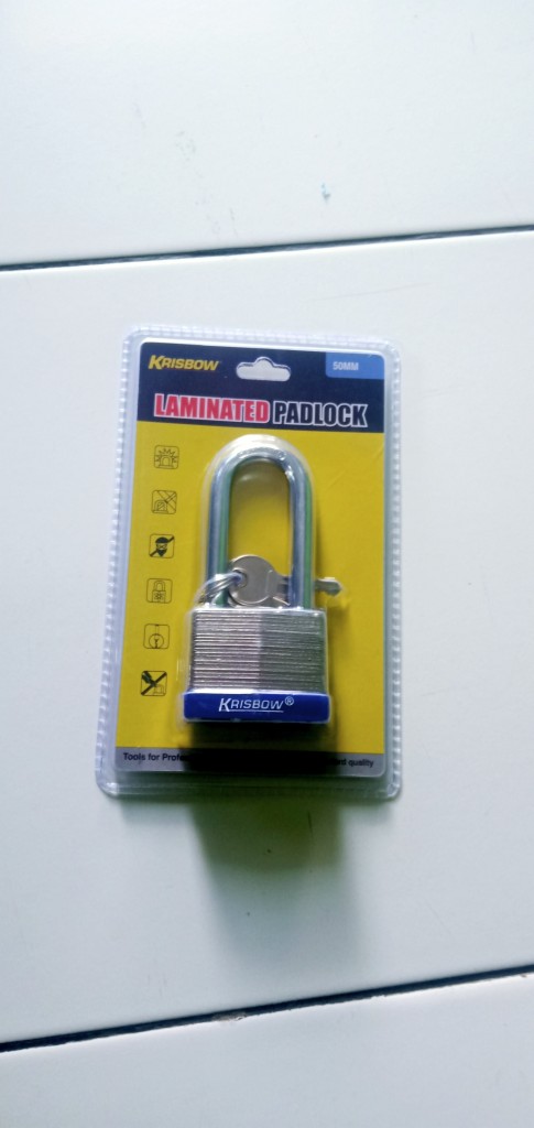 Krisbow Gembok Besi Laminasi Shackle Panjang 5 Cm