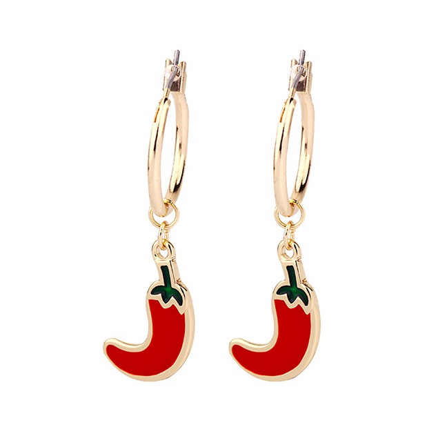 LRC Anting Tusuk Fashion Red Chili Drop Oil F53450