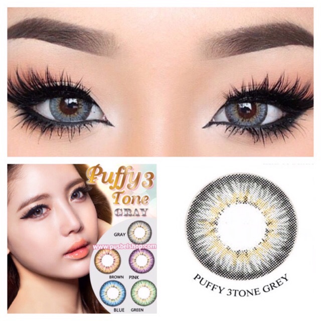 Softlens Puffy 3 Tone gray brown blue violet green