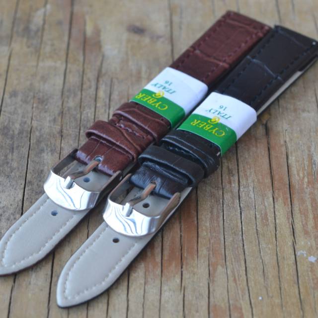 Strap tali jam tangan hitam coklat  ukuran 16mm