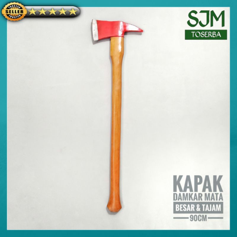 Kapak Damkar Mata Besar dan Tajam 90cm Kapak Pemadam Kebakaran Merah