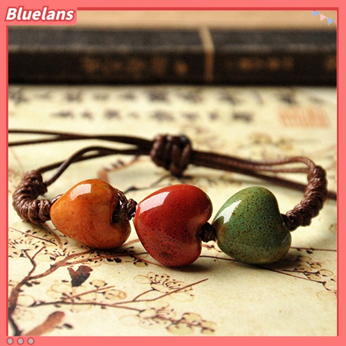 Bluelans Bohemia Unique Natural Ceramics Adjustable Braided Rope Bracelet Bangle