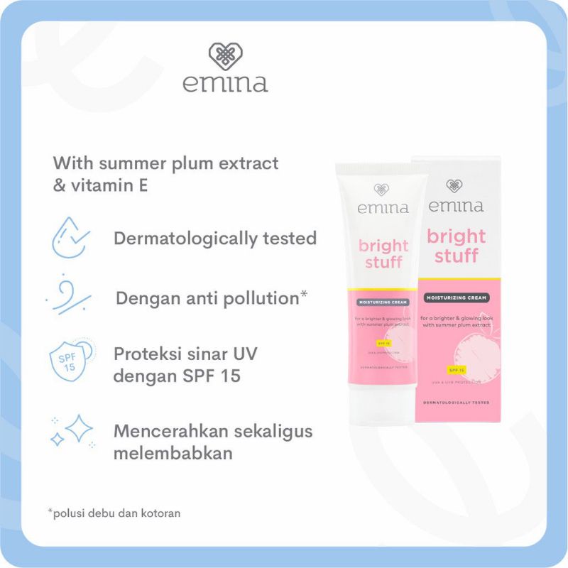 Emina Bright Stuff Mousturizing Cream 20ml | Pelembab Wajah