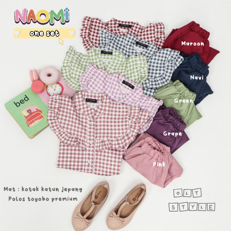 Ollet Oneset Naomi / setelan baju anak katun jepang / stelan anak perempuan