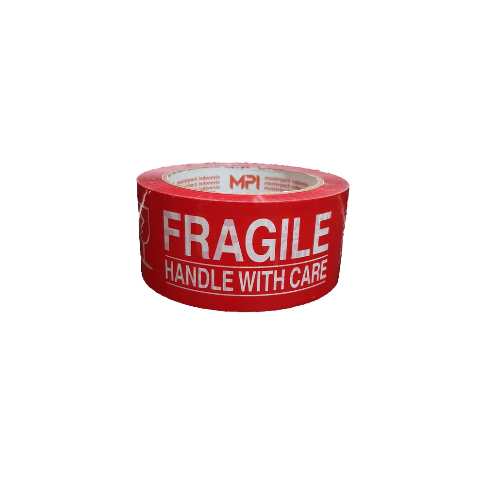 LAKBAN FRAGILE MERAH JANGAN DI BANTING 48x100 Yard MASTER PACK INDONESIA