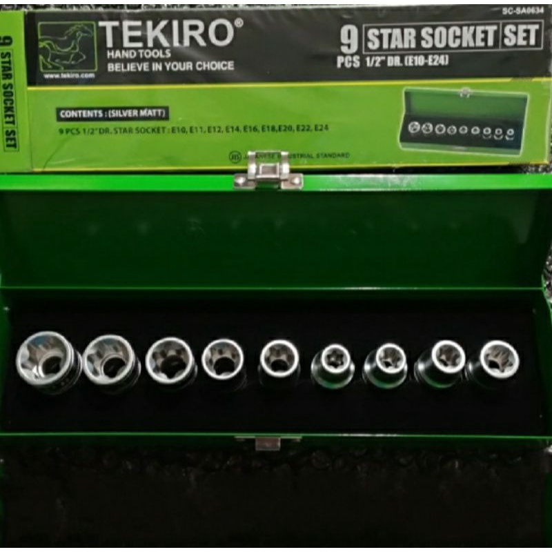Kunci Sok Bintang Set 9 pcs 1/2" Tekiro Kunci Sock Bintang