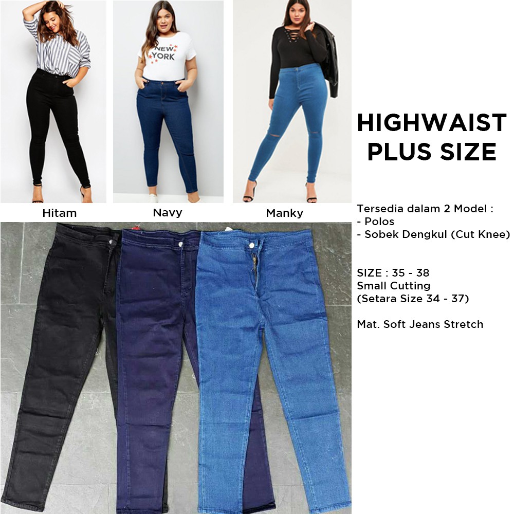 CELANA JEANS WANITA HW PLUS SIZE