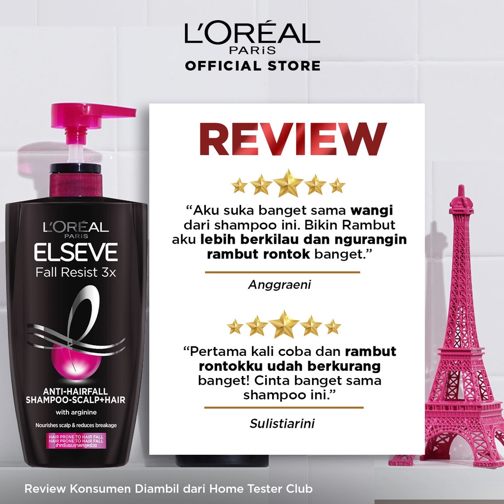 L'Oreal Paris Fall Resist 3x Shampoo 450ml+Conditioner 170ml-HairCare Perawatan Rambut Rontok Loreal-1