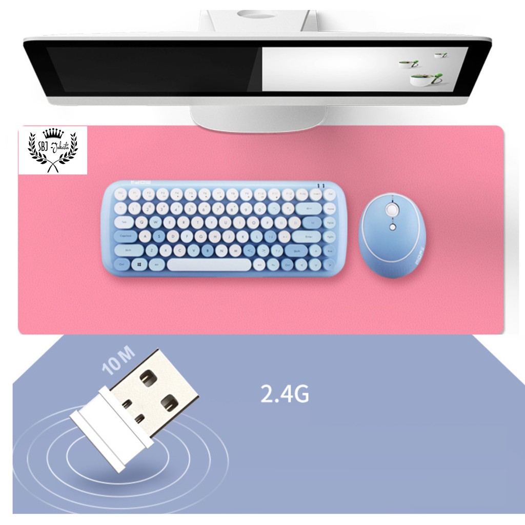 Keyboard dan mouse  set PREMIUM Mofii model Retro Type Writer Wireless 2.4G SB11