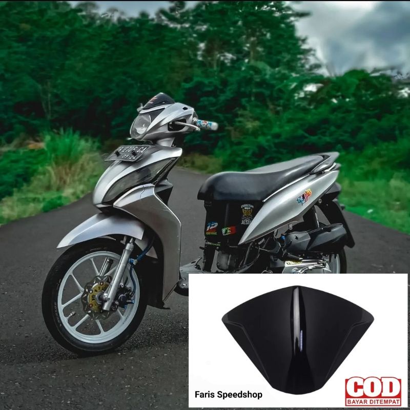 Visor honda spacy helm in variasi bahan tebal hitam pekat plus lem 3m double tape