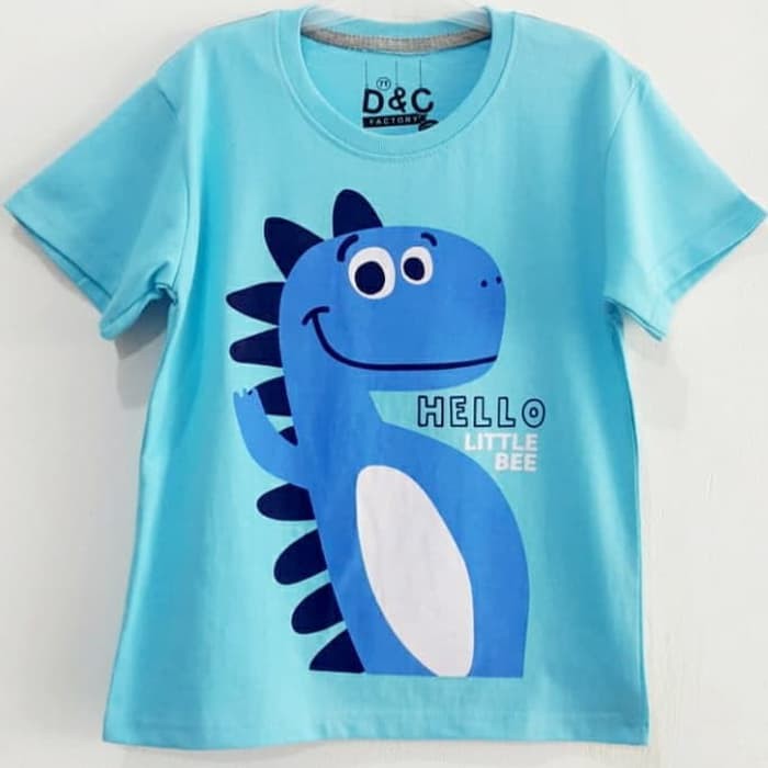 Kaos Dino Hello Biru 1-10 Murah | Kaos Anak Laki-Laki Murah | Shopee Indonesia