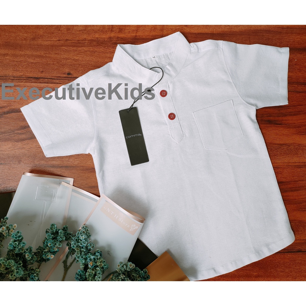 Kemeja Koko Anak Kemeja Anak Mandarin Usia 2-6 Tahun Material Original Linen Katun