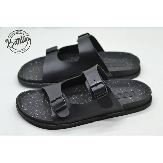 CARLOS BLACK - BARLIN FOOTWEAR | Sandal Pria Original Barlin Slide Strap Dua Sintetis Premium